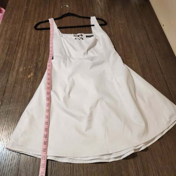 Naked Wardrobe Bustier Lace-Up Back Fit & Flare Minidress NWT White Large - Picture 2 of 8